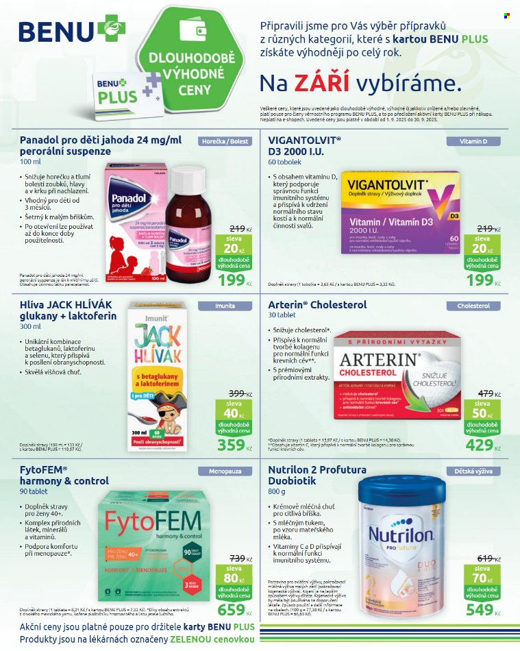 Leták BENU Lékárna - 1.9.2025 - 30.9.2025. Strana 1