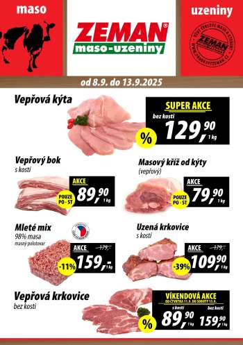 Leták ZEMAN maso-uzeniny - 8.9.2025 - 13.9.2025.