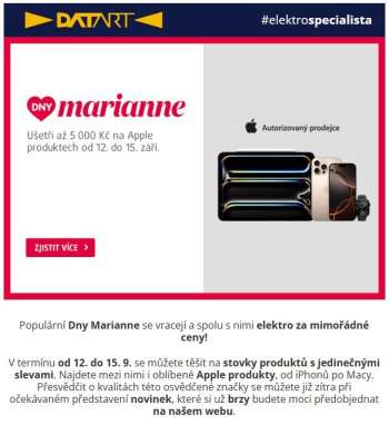 Leták DATART - 12.9.2025 - 15.9.2025.