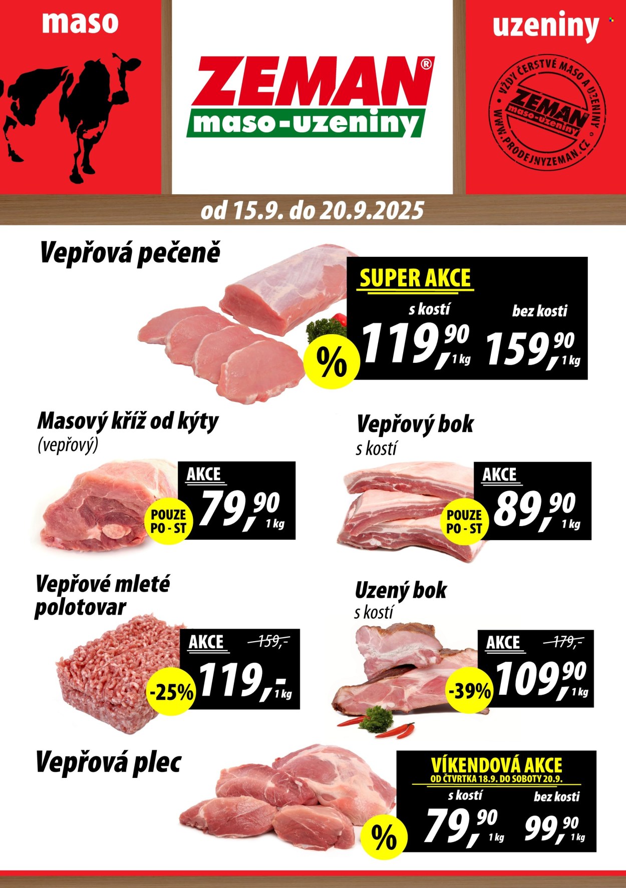 Leták ZEMAN maso-uzeniny - 15.9.2025 - 20.9.2025. Strana 1