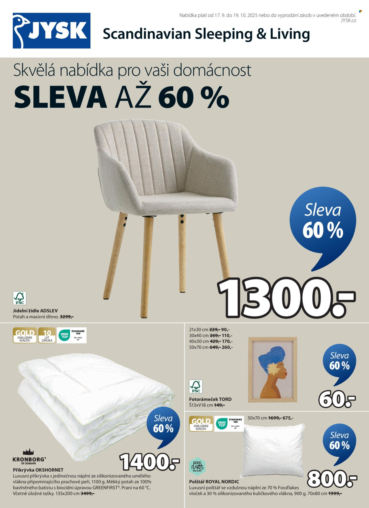 Leták JYSK - 17.9.2025 - 19.10.2025. Strana 1