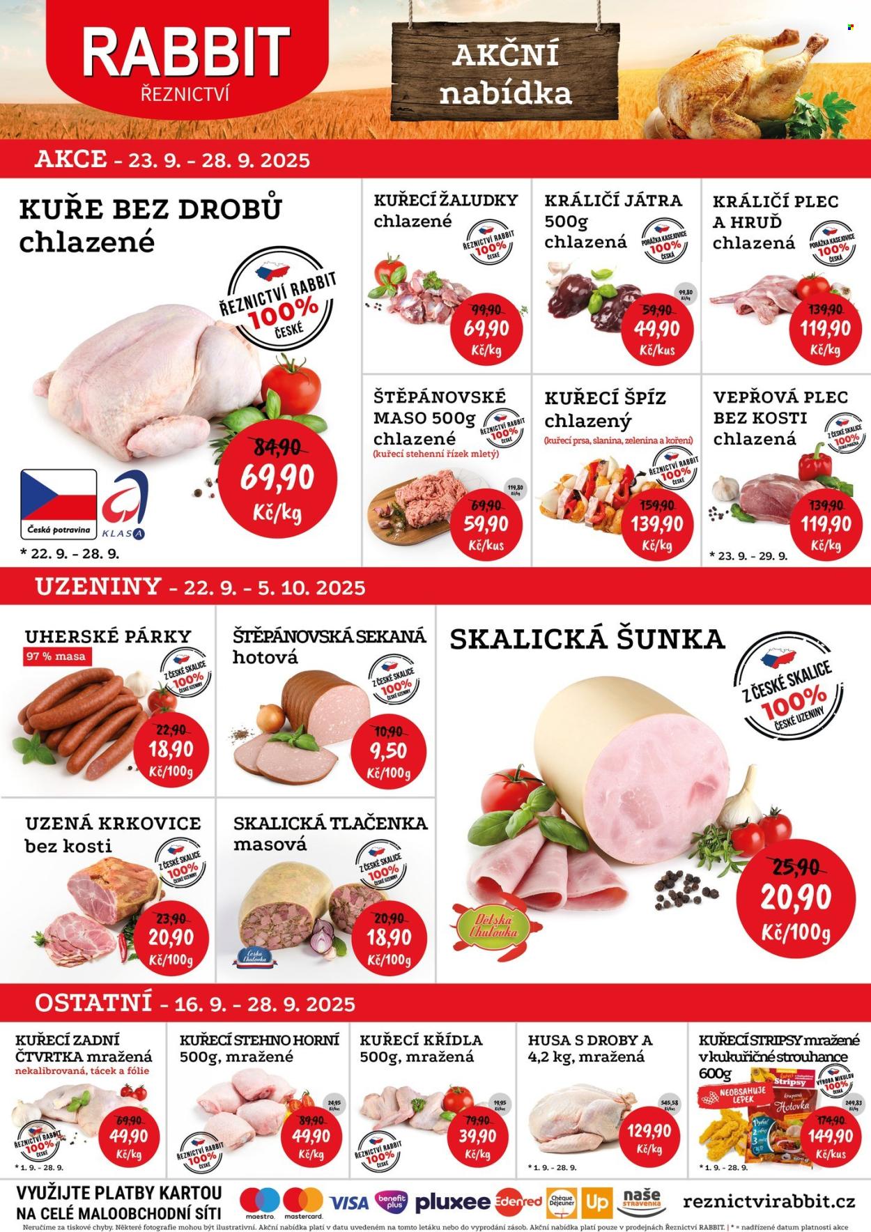Leták RABBIT řeznictví - 23.9.2025 - 28.9.2025. Strana 1