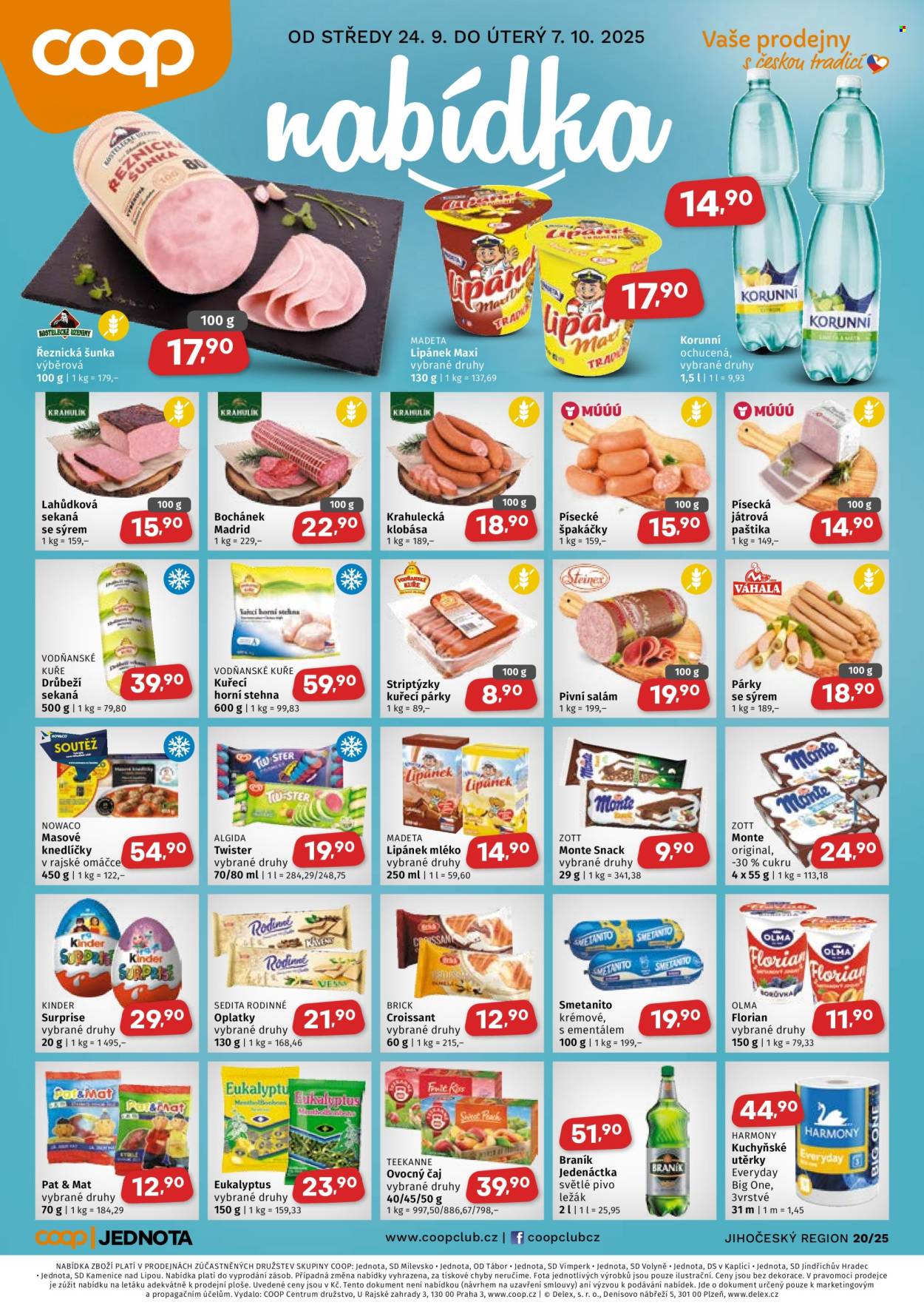 Leták coop JEDNOTA - 24.9.2025 - 7.10.2025. Strana 1