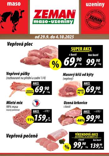 Leták ZEMAN maso-uzeniny - 29.9.2025 - 4.10.2025.