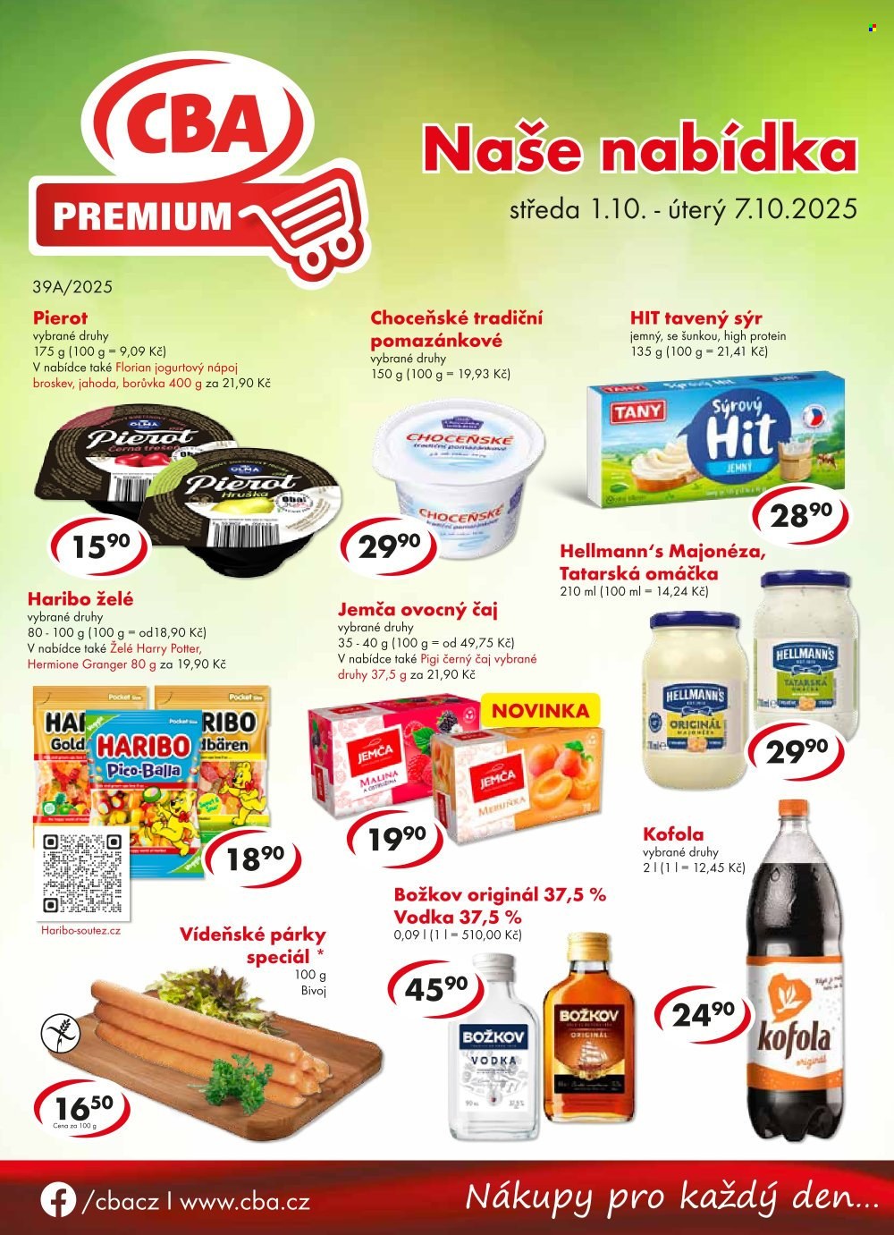 Leták CBA Premium - 1.10.2025 - 7.10.2025. Strana 1