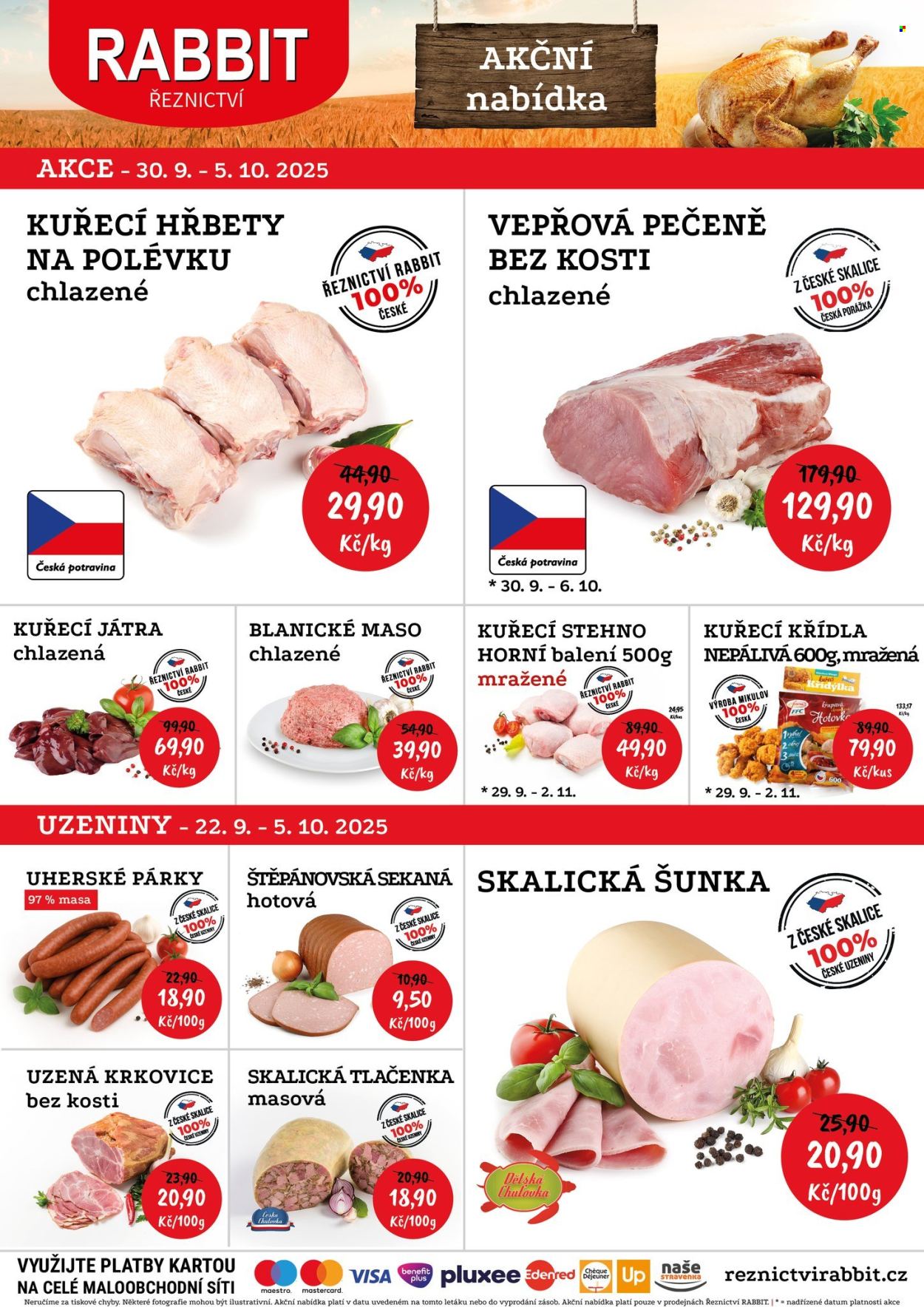 Leták RABBIT řeznictví - 30.9.2025 - 5.10.2025. Strana 1