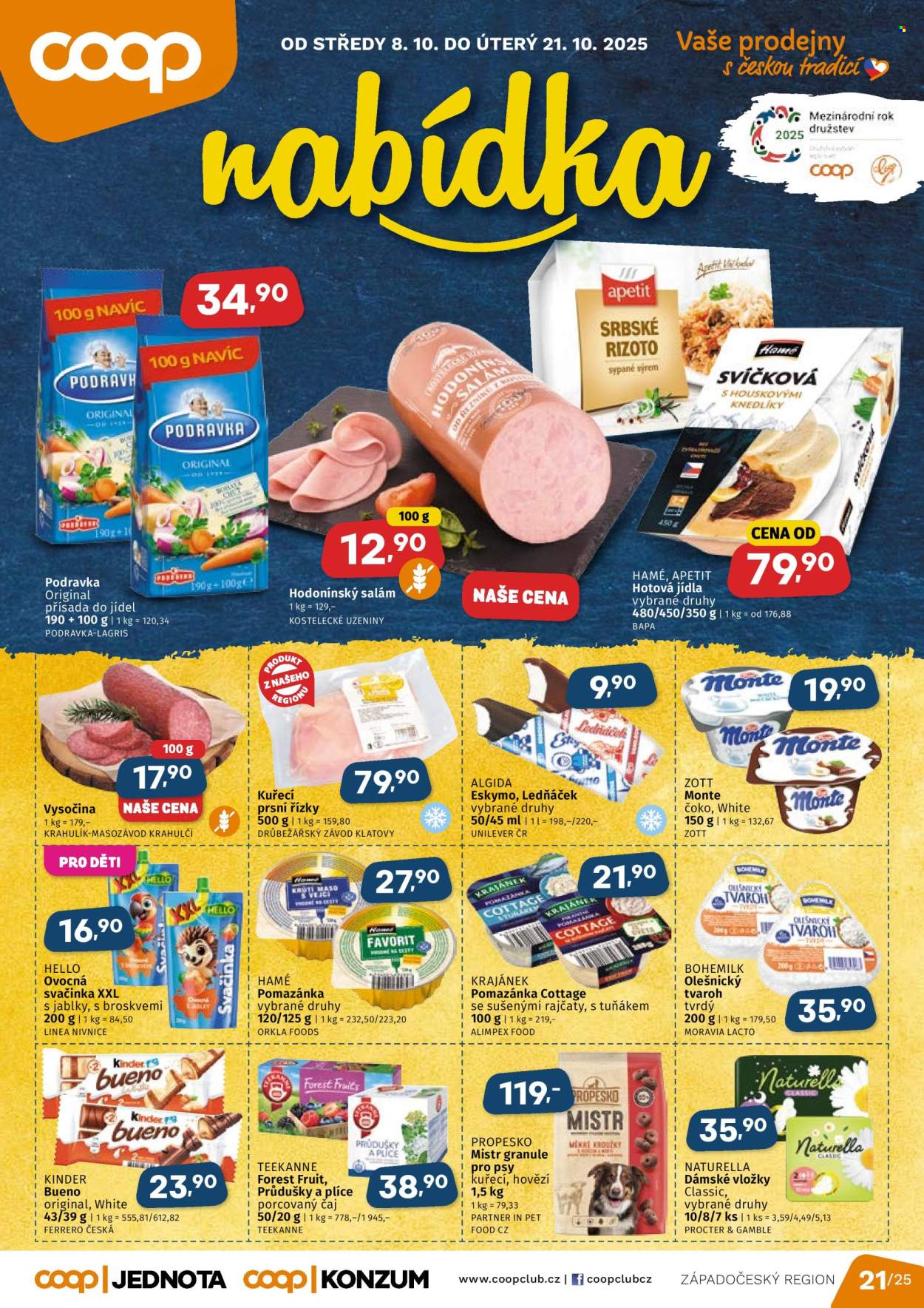 Leták coop JEDNOTA - 8.10.2025 - 21.10.2025. Strana 1