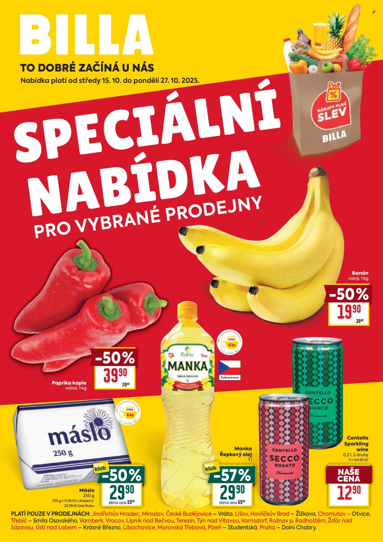 Leták BILLA - 15.10.2025 - 27.10.2025. Strana 1