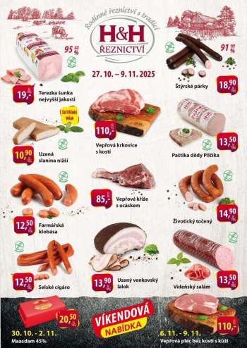 Leták Řeznictví H&H - 27.10.2025 - 9.11.2025.
