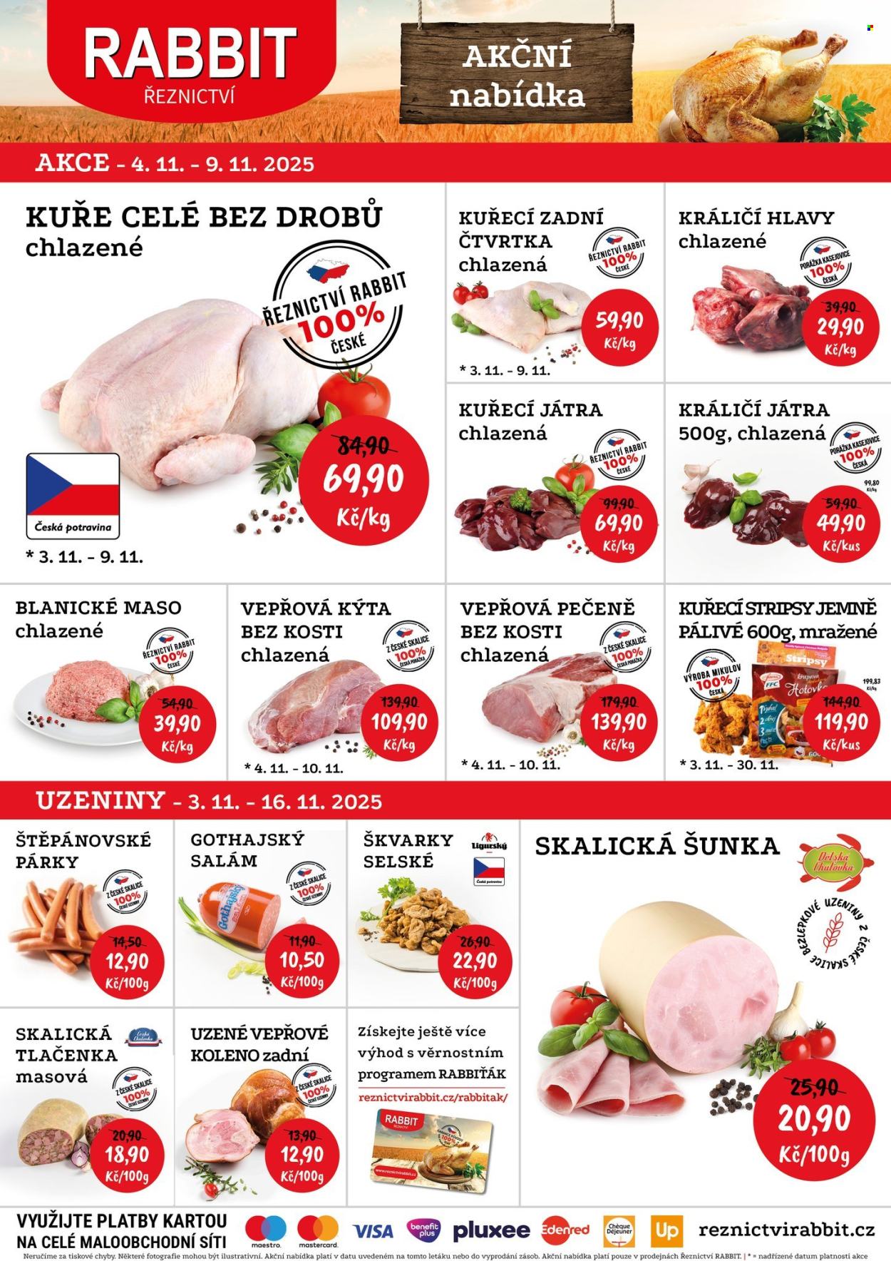 Leták RABBIT řeznictví - 4.11.2025 - 9.11.2025. Strana 1