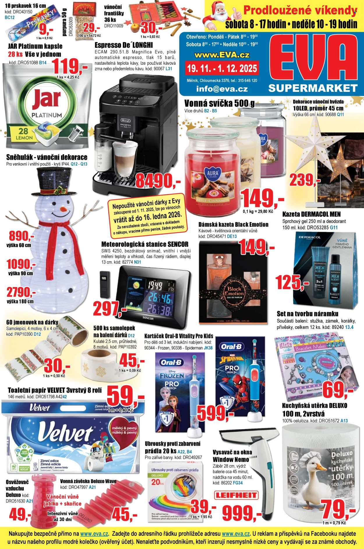 Leták EVA supermarket - 19.11.2025 - 1.12.2025. Strana 1
