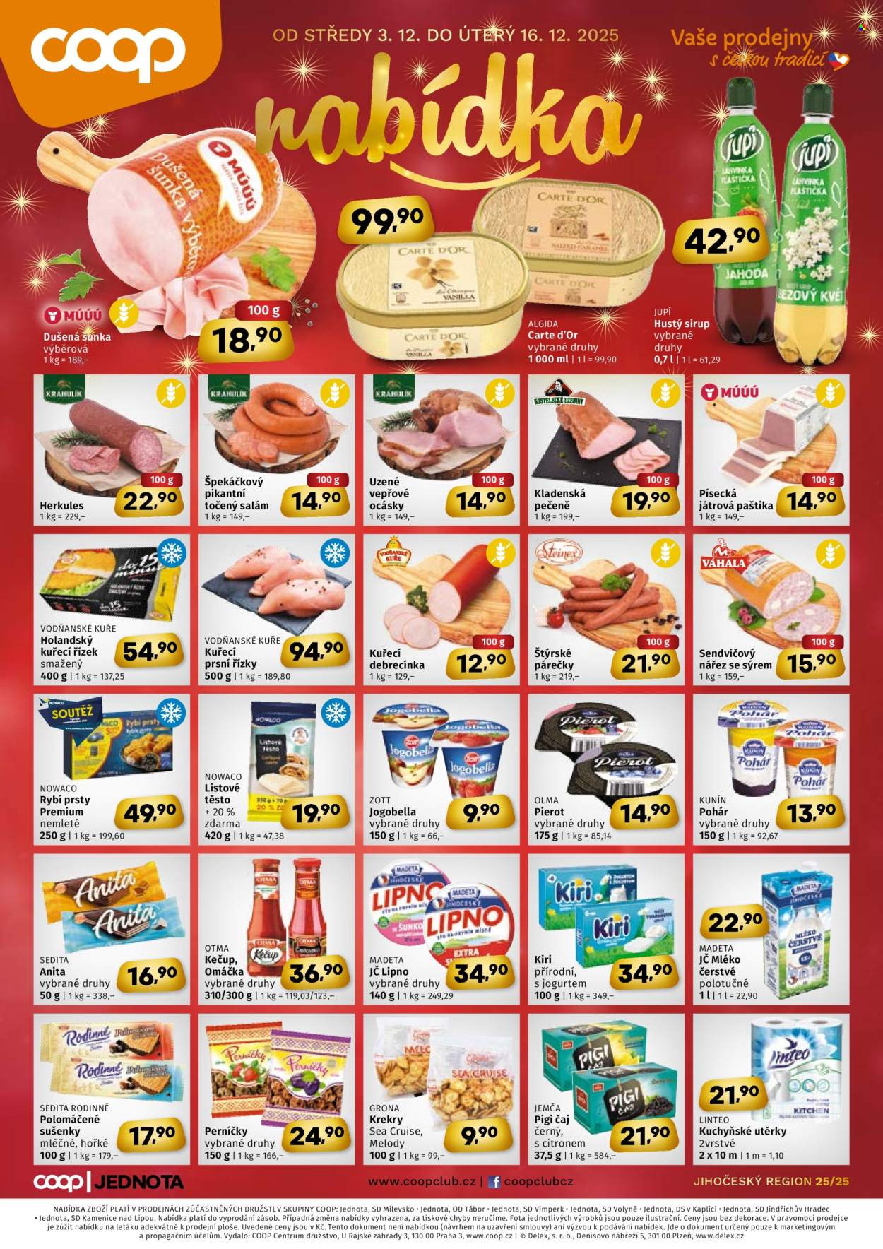 Leták coop JEDNOTA - 3.12.2025 - 16.12.2025. Strana 1
