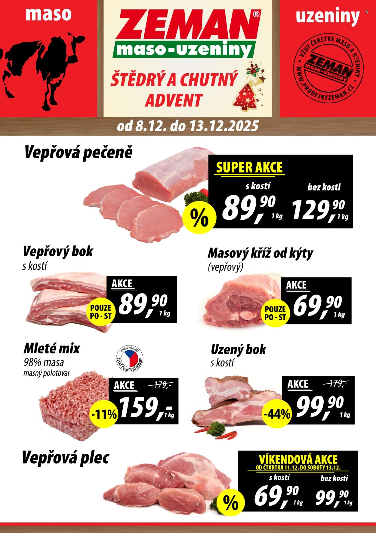 Leták ZEMAN maso-uzeniny - 8.12.2025 - 13.12.2025. Strana 1