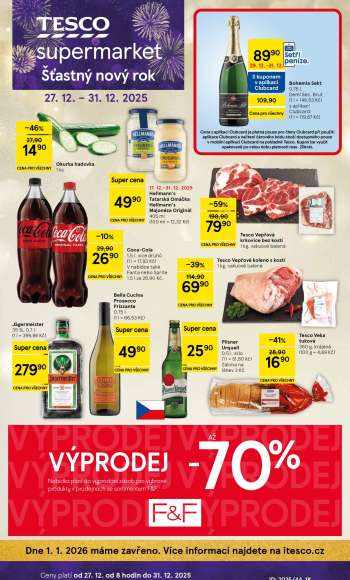 Leták TESCO supermarket - 27.12.2025 - 31.12.2025.