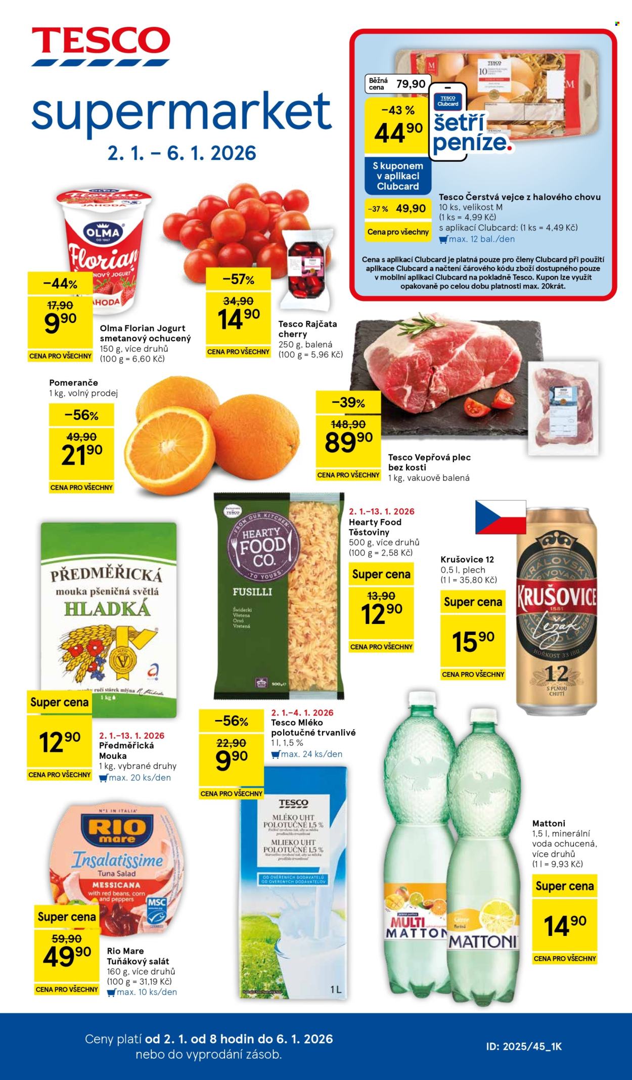 Leták TESCO supermarket - 2.1.2026 - 6.1.2026. Strana 1