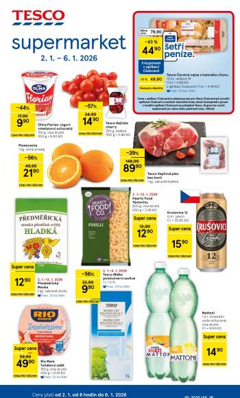 Leták TESCO supermarket - 2.1.2026 - 6.1.2026.