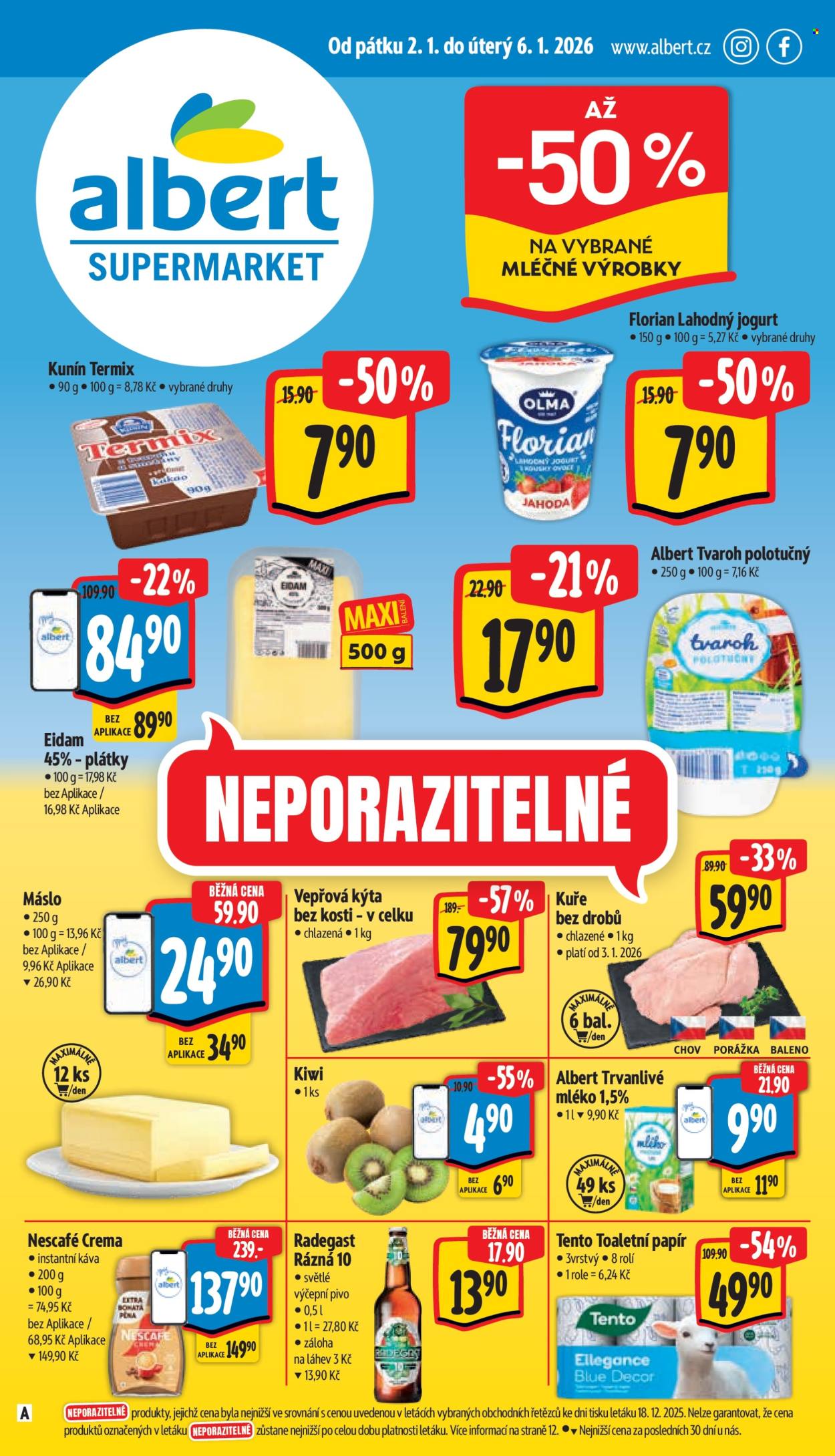 Leták Albert Supermarket - 2.1.2026 - 6.1.2026. Strana 1