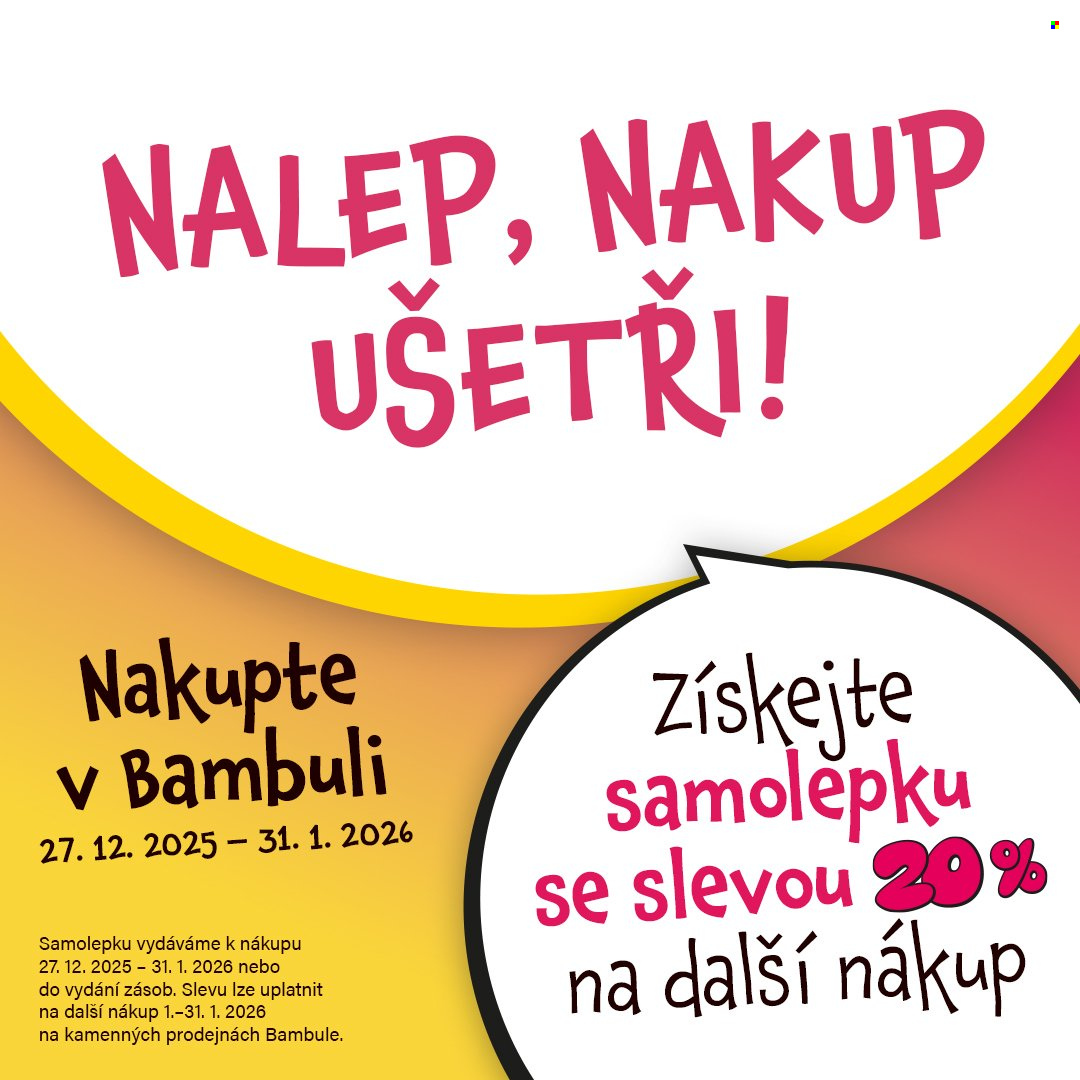 Leták Bambule - 27.12.2025 - 31.1.2026. Strana 1