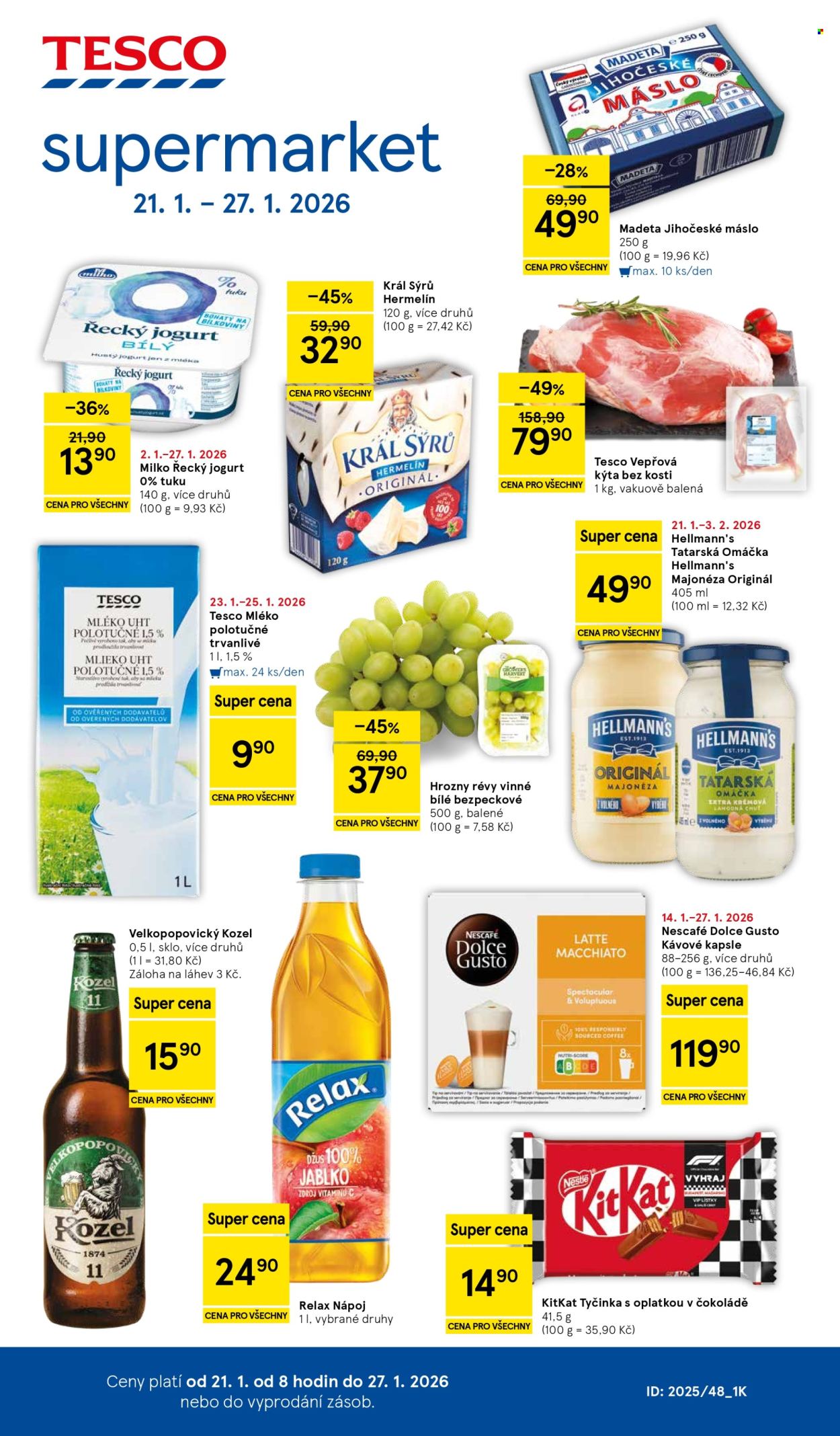 Leták TESCO supermarket - 21.1.2026 - 27.1.2026. Strana 1