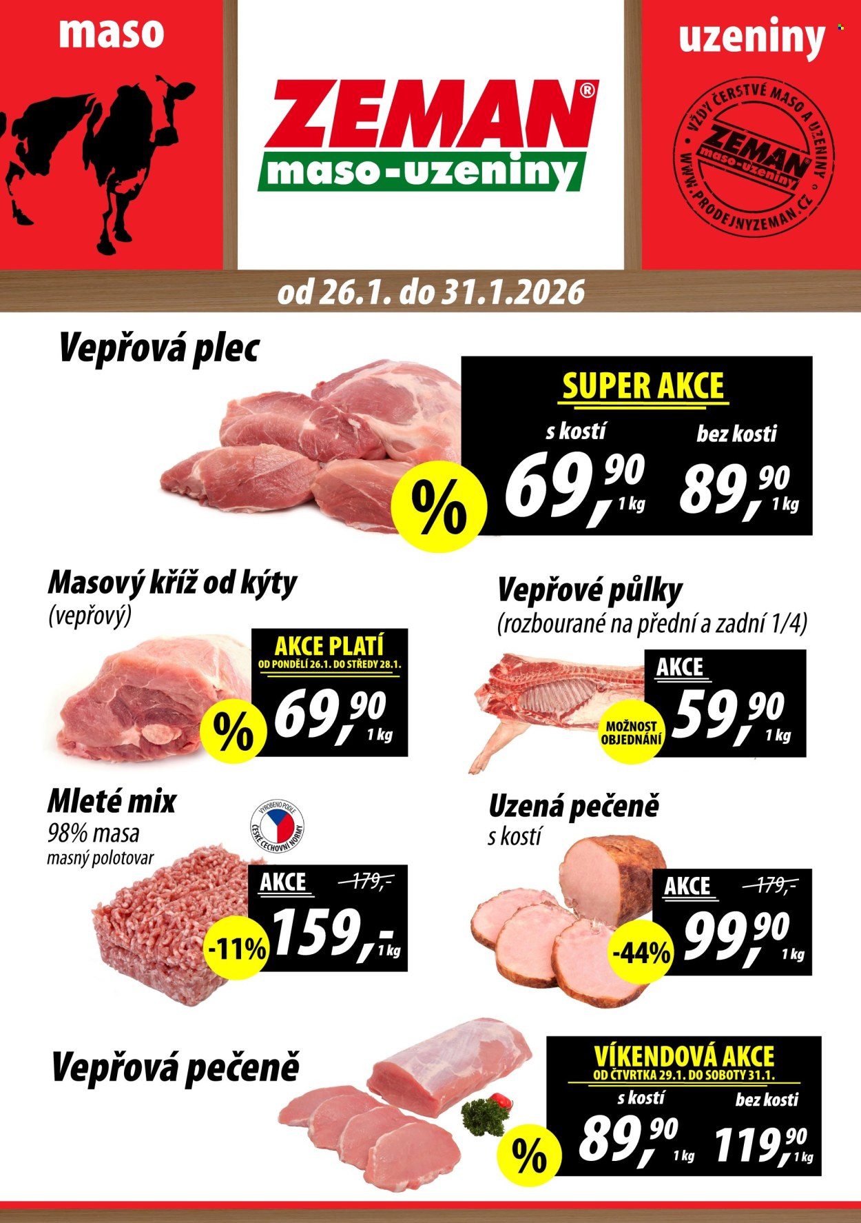 Leták ZEMAN maso-uzeniny - 26.1.2026 - 31.1.2026. Strana 1