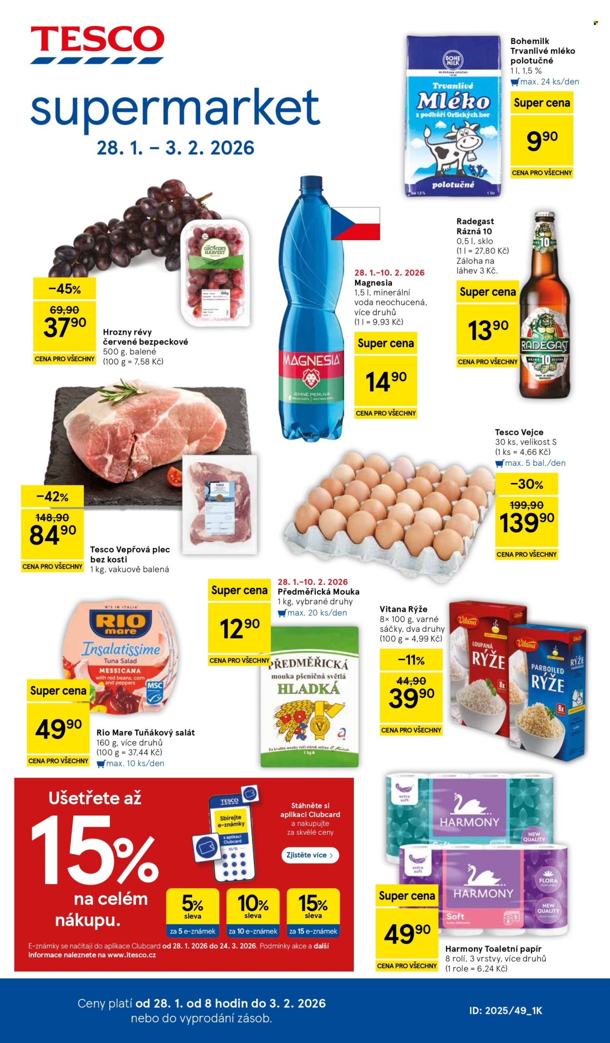 Leták TESCO supermarket - 28.1.2026 - 3.2.2026. Strana 1