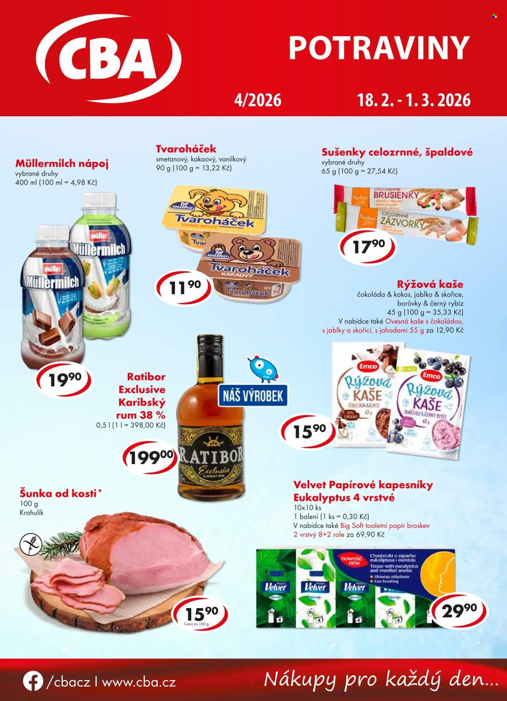 Leták CBA potraviny - 18.2.2026 - 1.3.2026. Strana 1