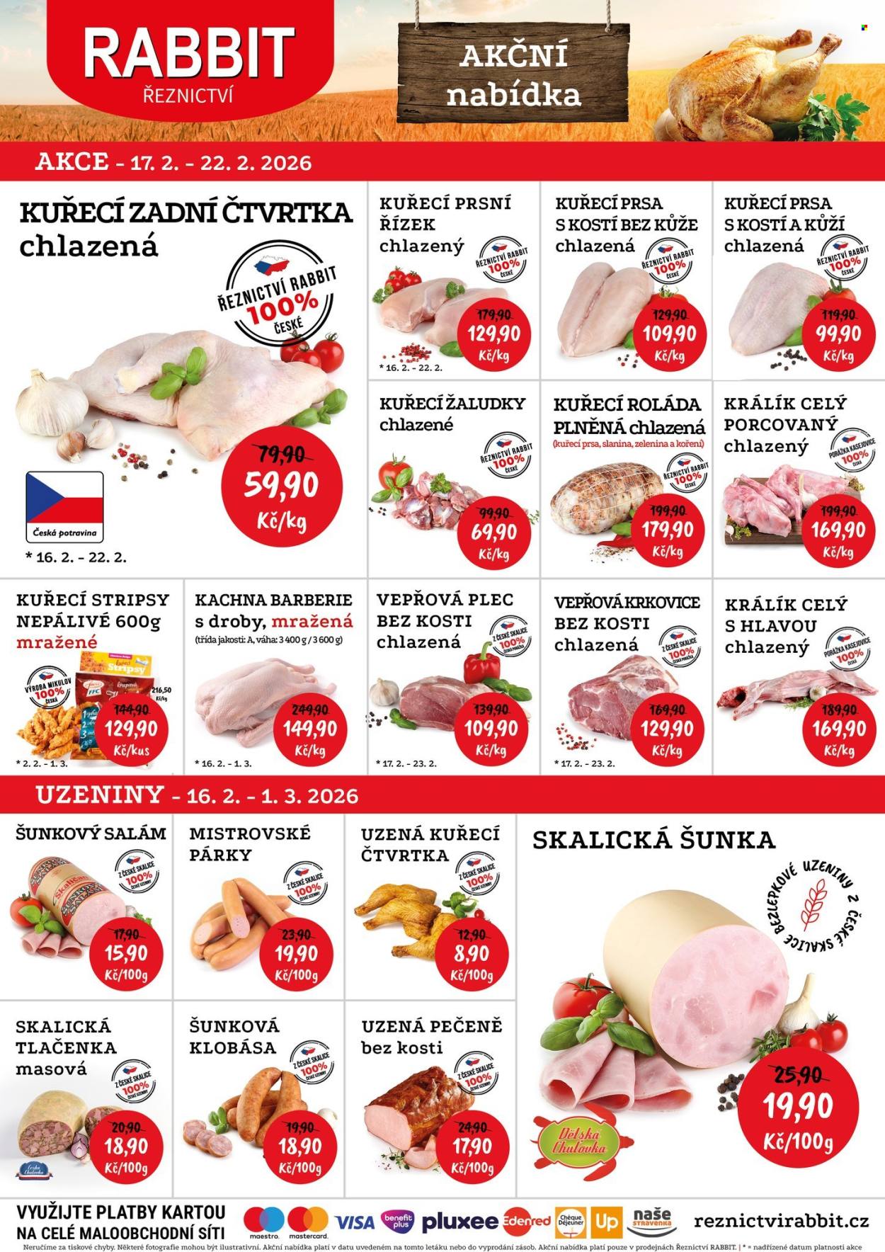 Leták RABBIT řeznictví - 17.2.2026 - 22.2.2026. Strana 1