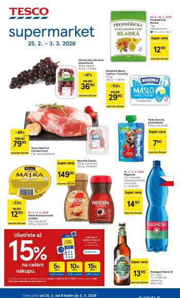 Leták TESCO supermarket - 25.2.2026 - 3.3.2026.