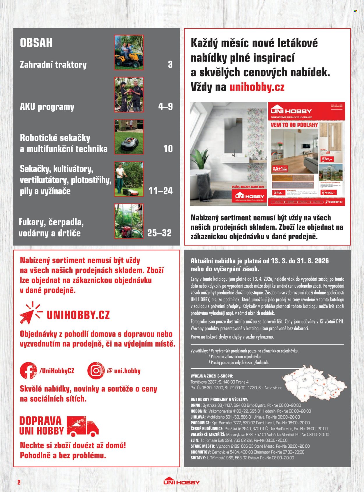 Leták UNI HOBBY - 13.3.2026 - 31.8.2026. Strana 2