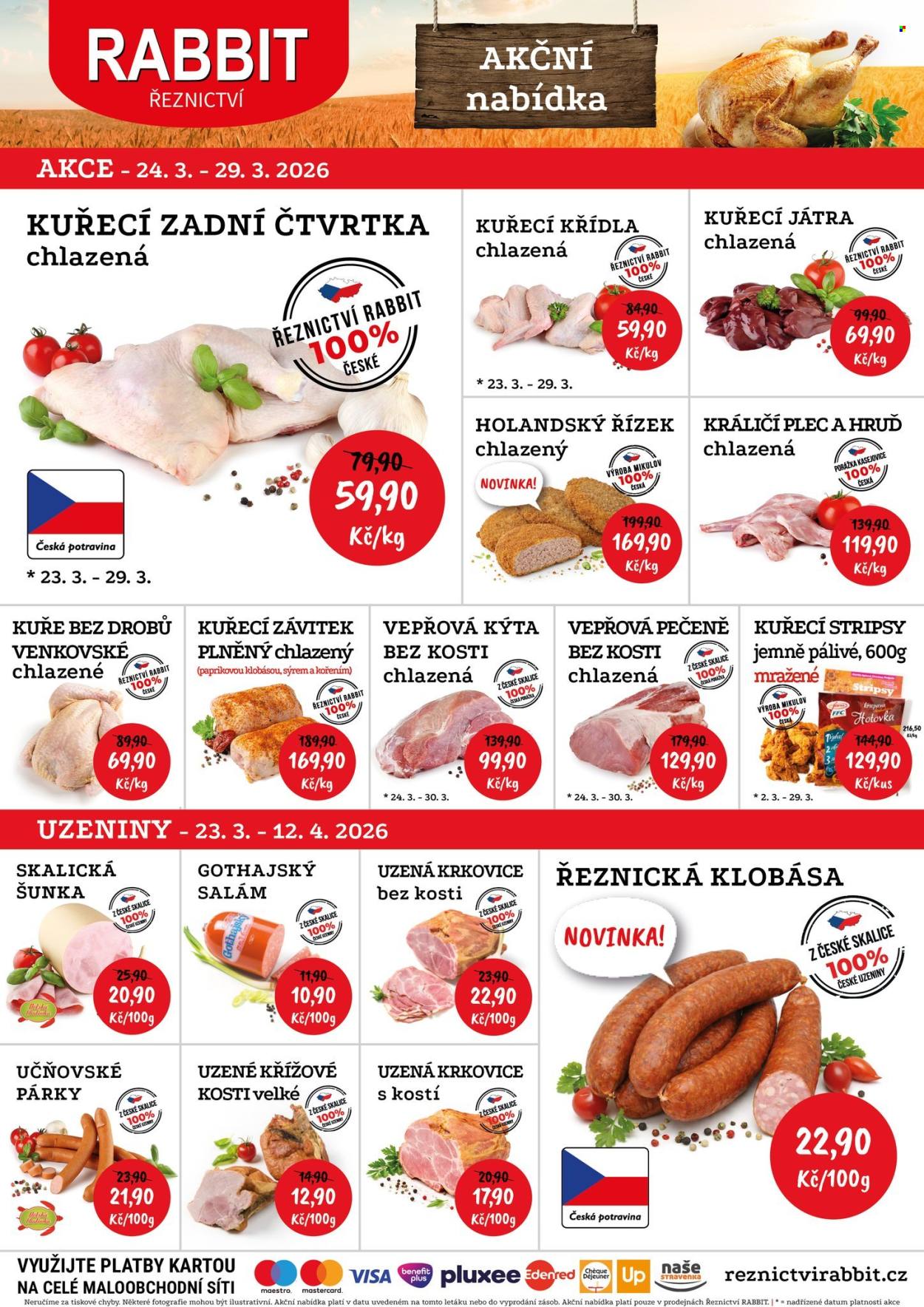 Leták RABBIT řeznictví - 24.3.2026 - 29.3.2026. Strana 1