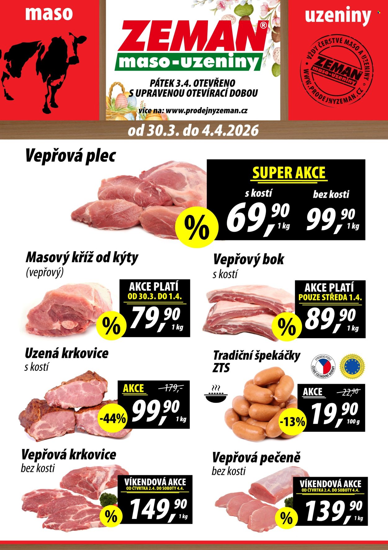 Leták ZEMAN maso-uzeniny - 29.3.2026 - 29.3.2026. Strana 1