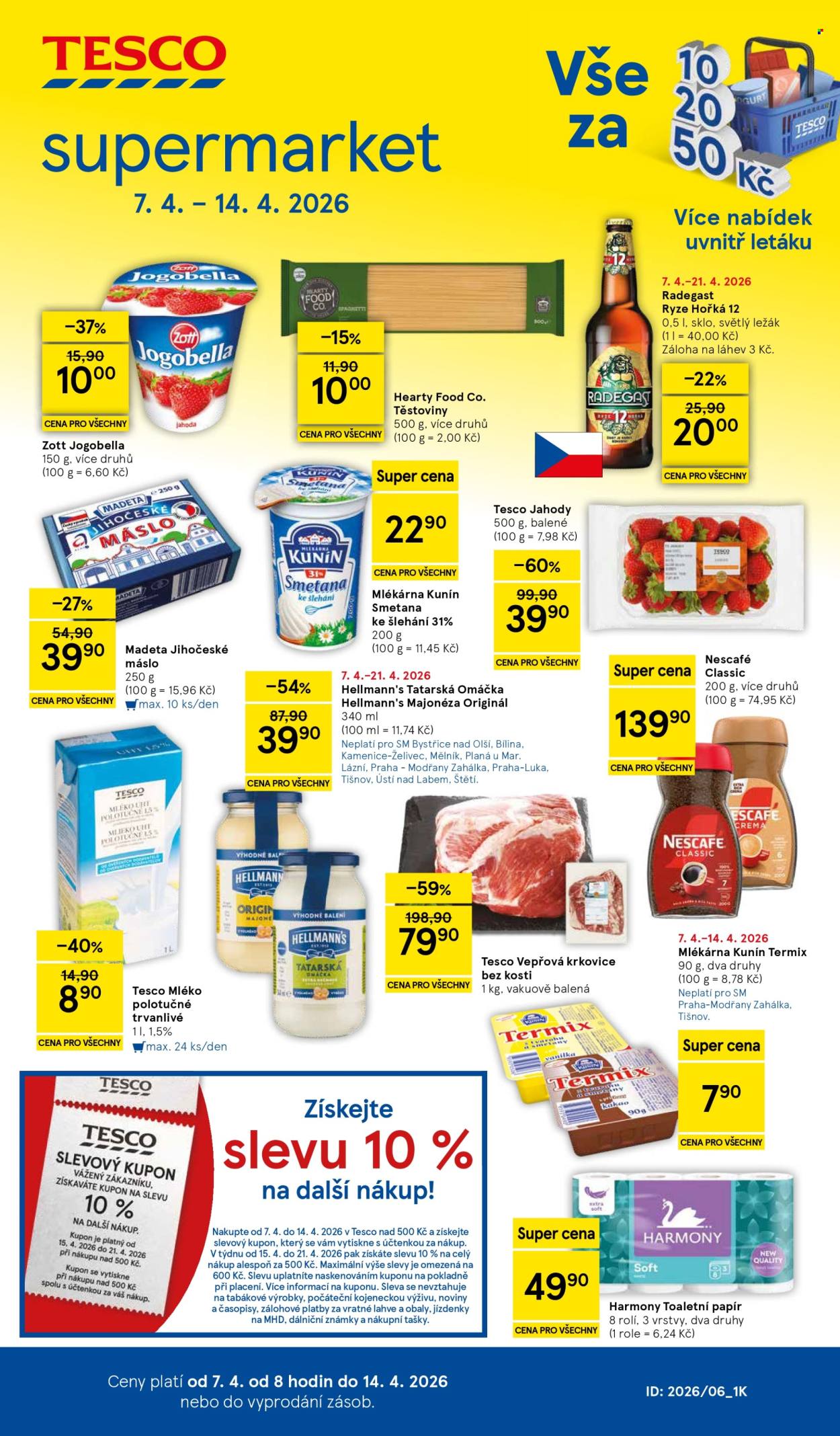 Leták TESCO supermarket - 7.4.2026 - 14.4.2026. Strana 1