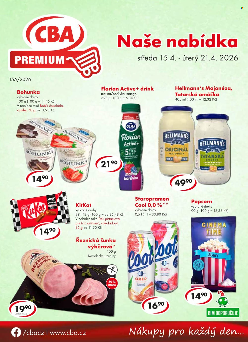 Leták CBA Premium - 15.4.2026 - 21.4.2026. Strana 1