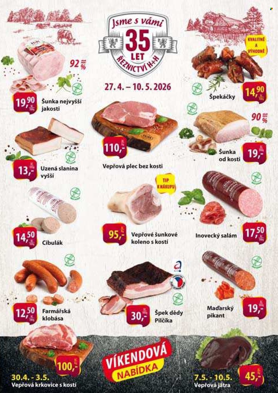 Leták Řeznictví H&H - 27.4.2026 - 10.5.2026. Strana 1