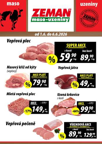Leták ZEMAN maso-uzeniny - 1.6.2026 - 6.6.2026.