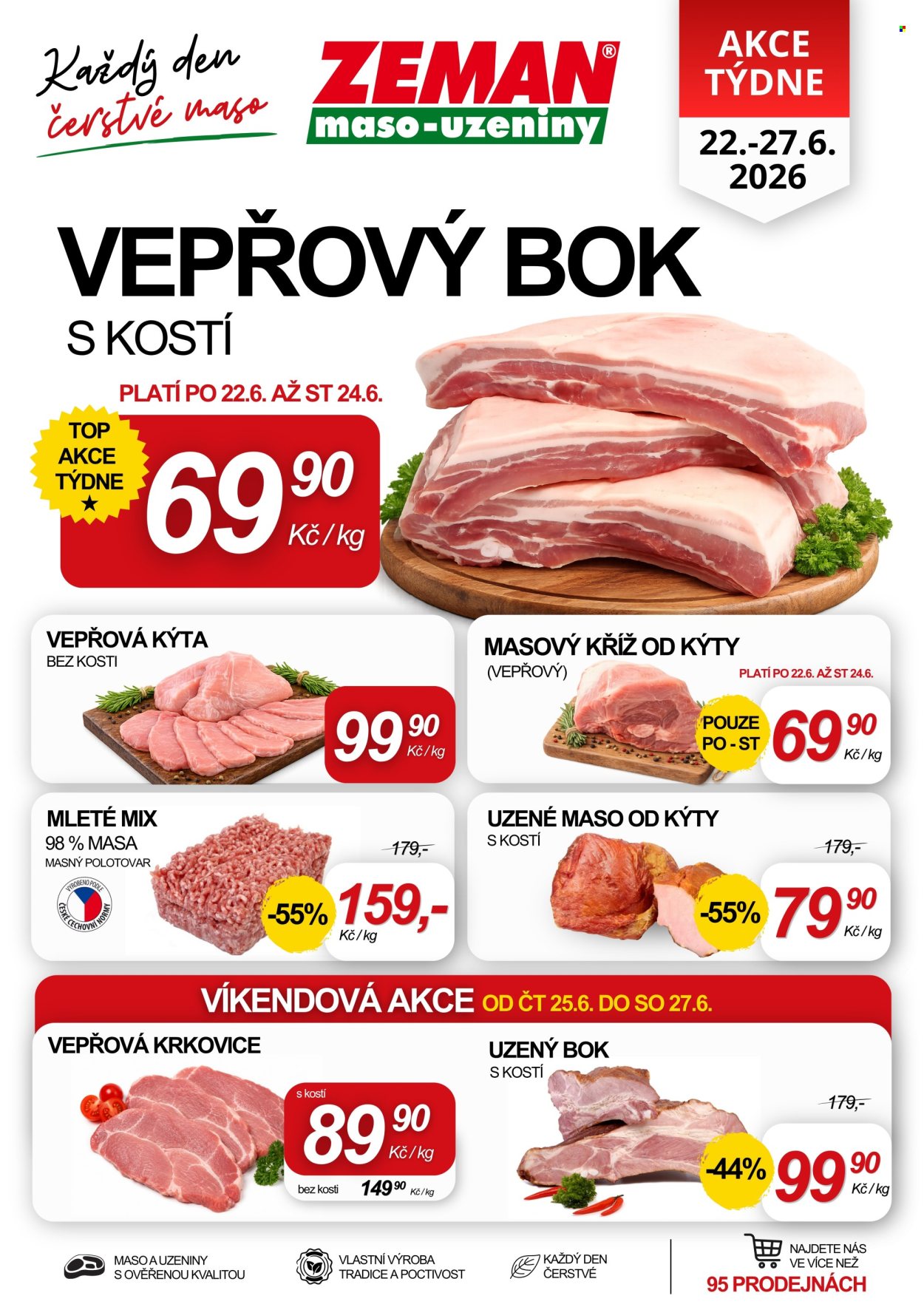 Leták ZEMAN maso-uzeniny - 22.6.2026 - 27.6.2026. Strana 1