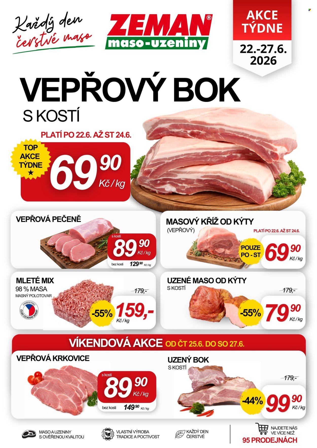 Leták ZEMAN maso-uzeniny - 22.6.2026 - 27.6.2026. Strana 1