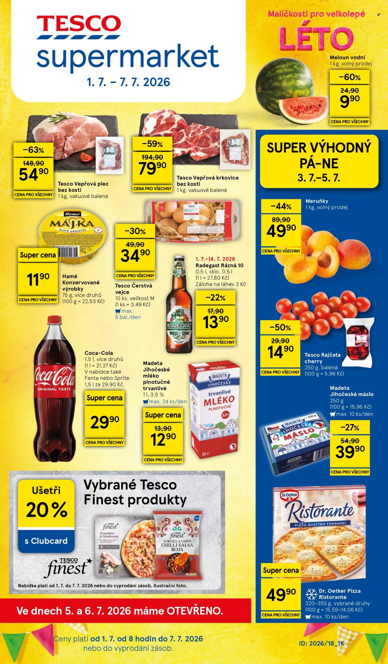 Leták TESCO supermarket - 1.7.2026 - 7.7.2026. Strana 1