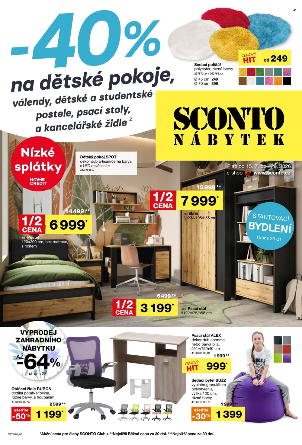 Leták SCONTO NÁBYTEK - 15.7.2026 - 4.8.2026. Strana 1