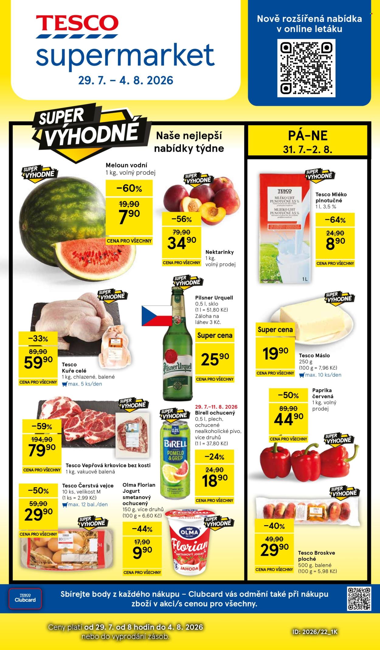 Leták TESCO supermarket - 29.7.2026 - 4.8.2026. Strana 1