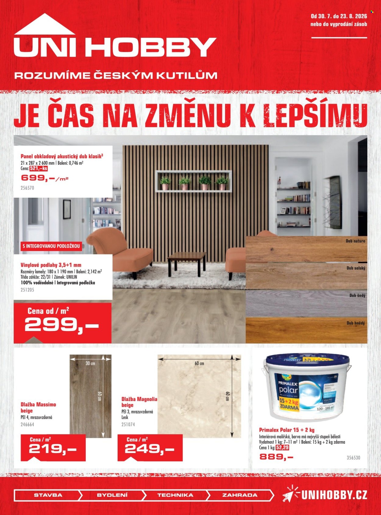 Leták UNI HOBBY - 30.7.2026 - 23.8.2026. Strana 1