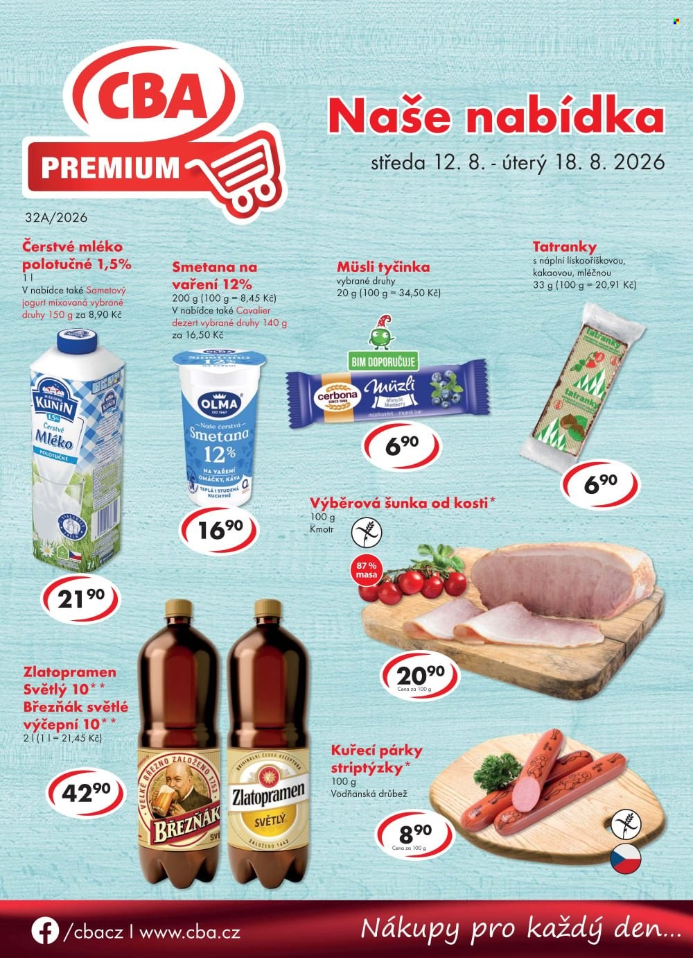 Leták CBA Premium - 12.8.2026 - 18.8.2026. Strana 1