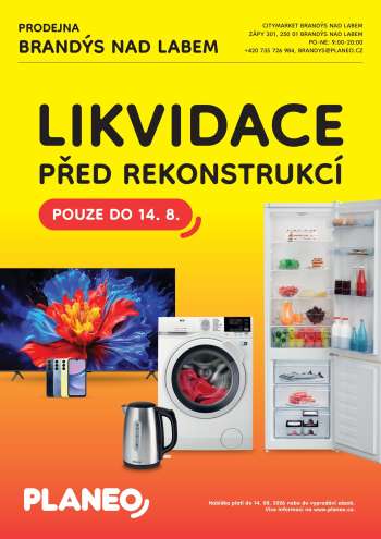 thumbnail - Leták PLANEO Elektro - Dne 14.8. zavíráme prodejnu Brandýs nad Labem před rekonstrukcí