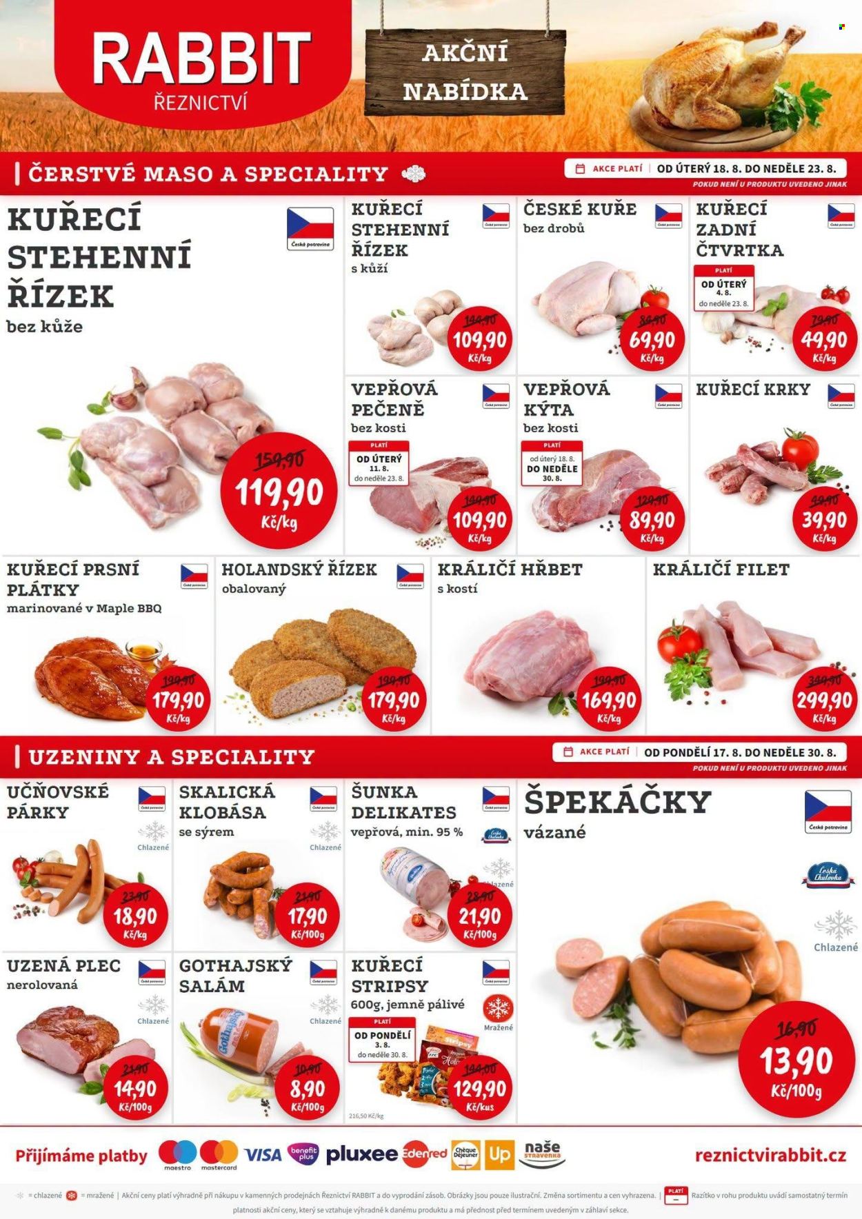 Leták RABBIT řeznictví - 18.8.2026 - 23.8.2026. Strana 1