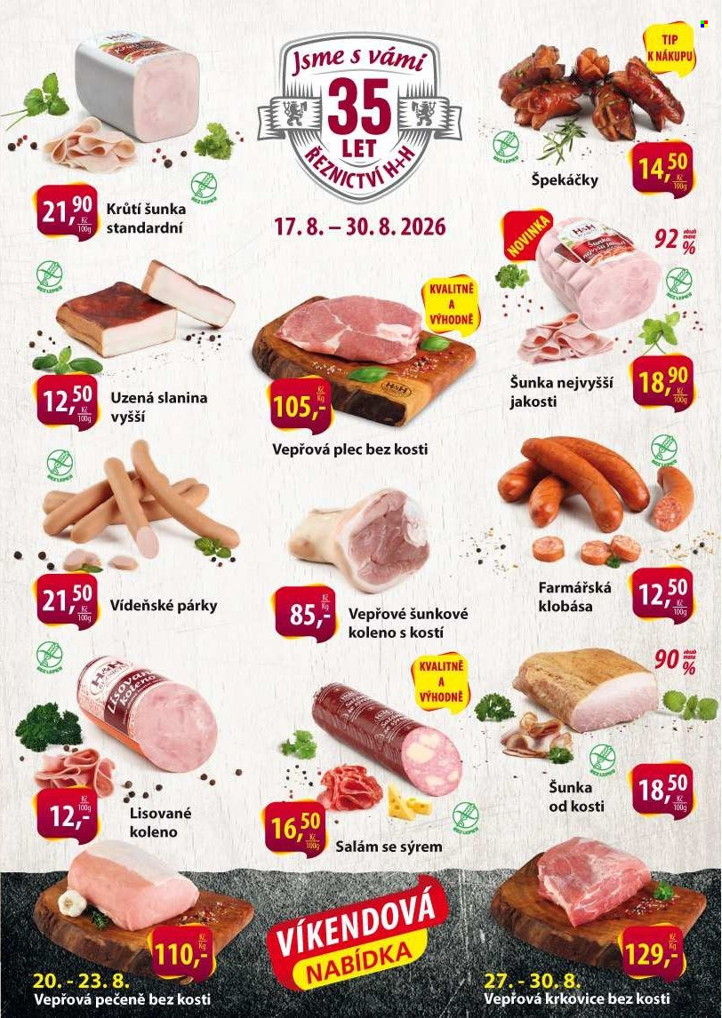 Leták Řeznictví H&H - 17.8.2026 - 30.8.2026. Strana 1