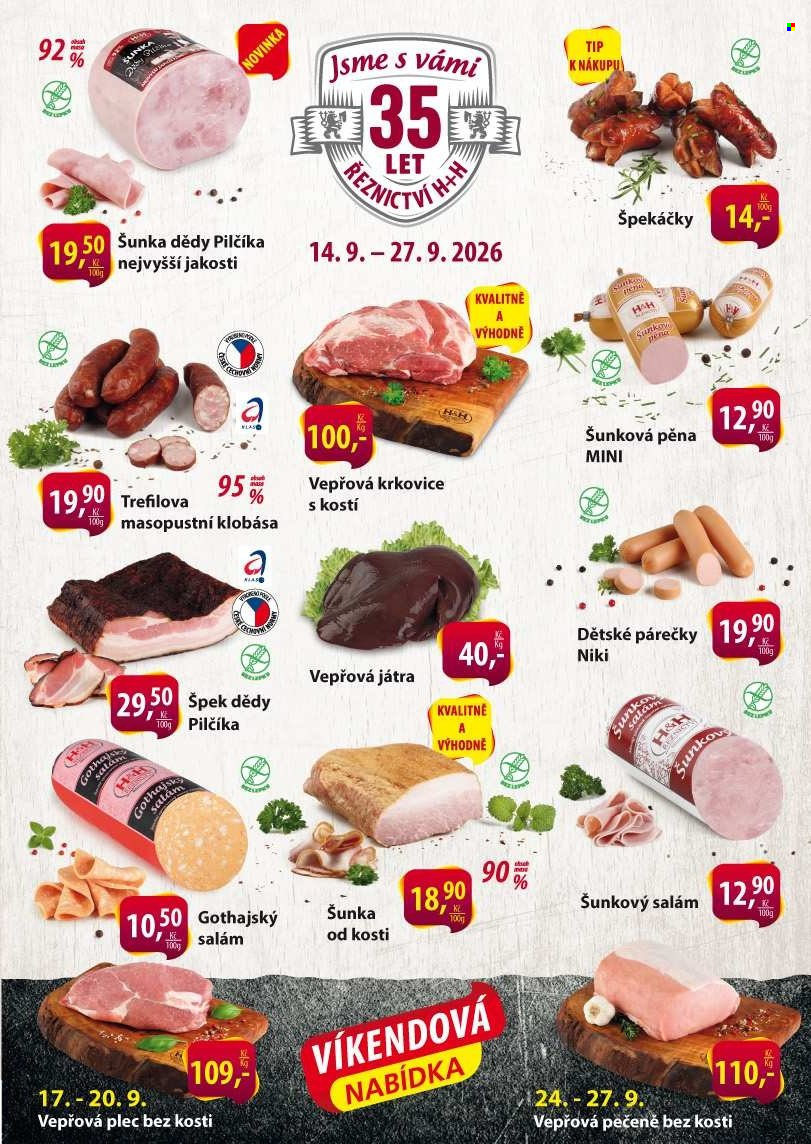 Leták Řeznictví H&H - 14.9.2026 - 27.9.2026. Strana 1