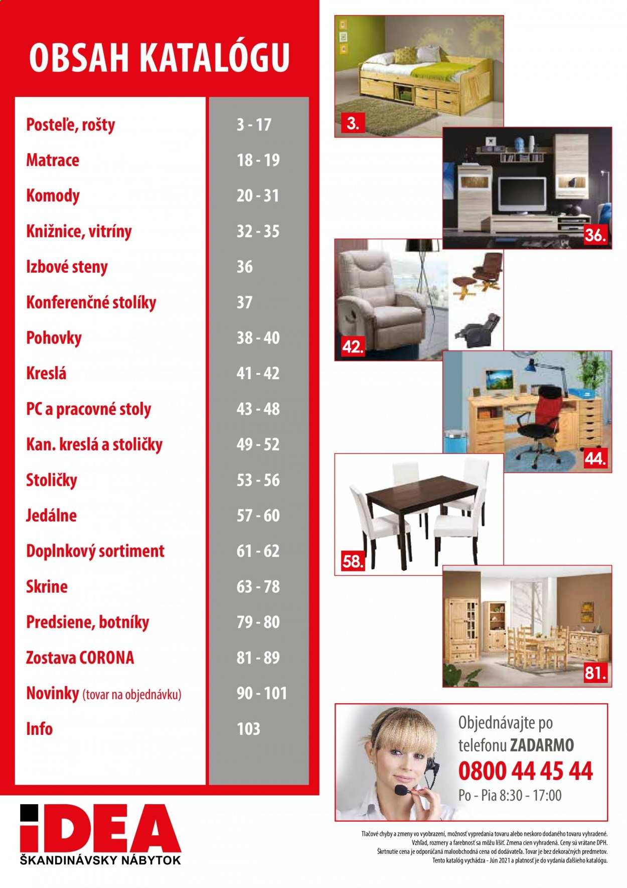 thumbnail - Leták IDEA nábytok - Produkty v akcii - stolička, kreslo, pohovka, konferenčný stolík, stolík, knižnica, komoda, posteľ, rošt. Strana 2.