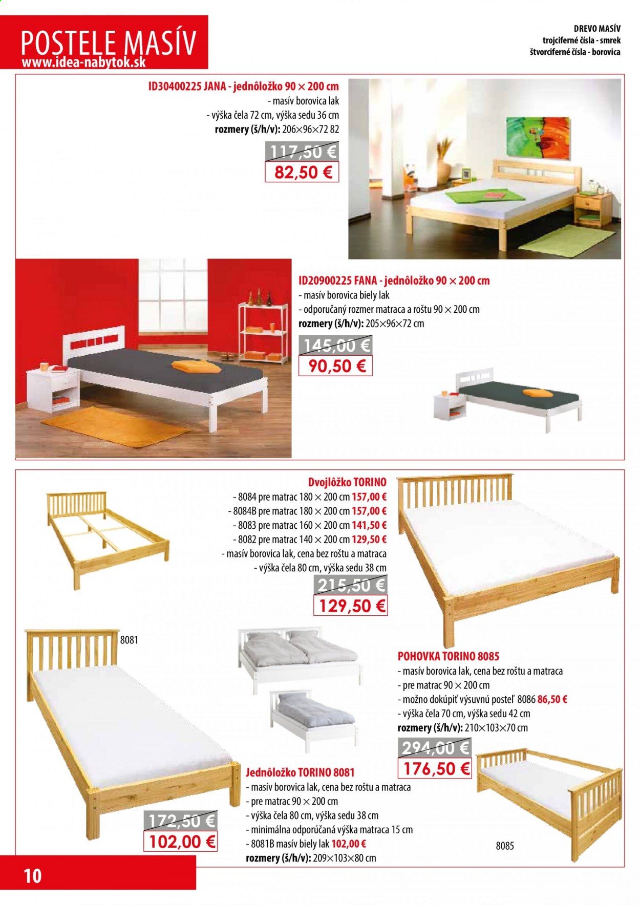 thumbnail - Leták IDEA nábytok - Produkty v akcii - pohovka, dvojlôžko, posteľ, jednolôžko. Strana 10.