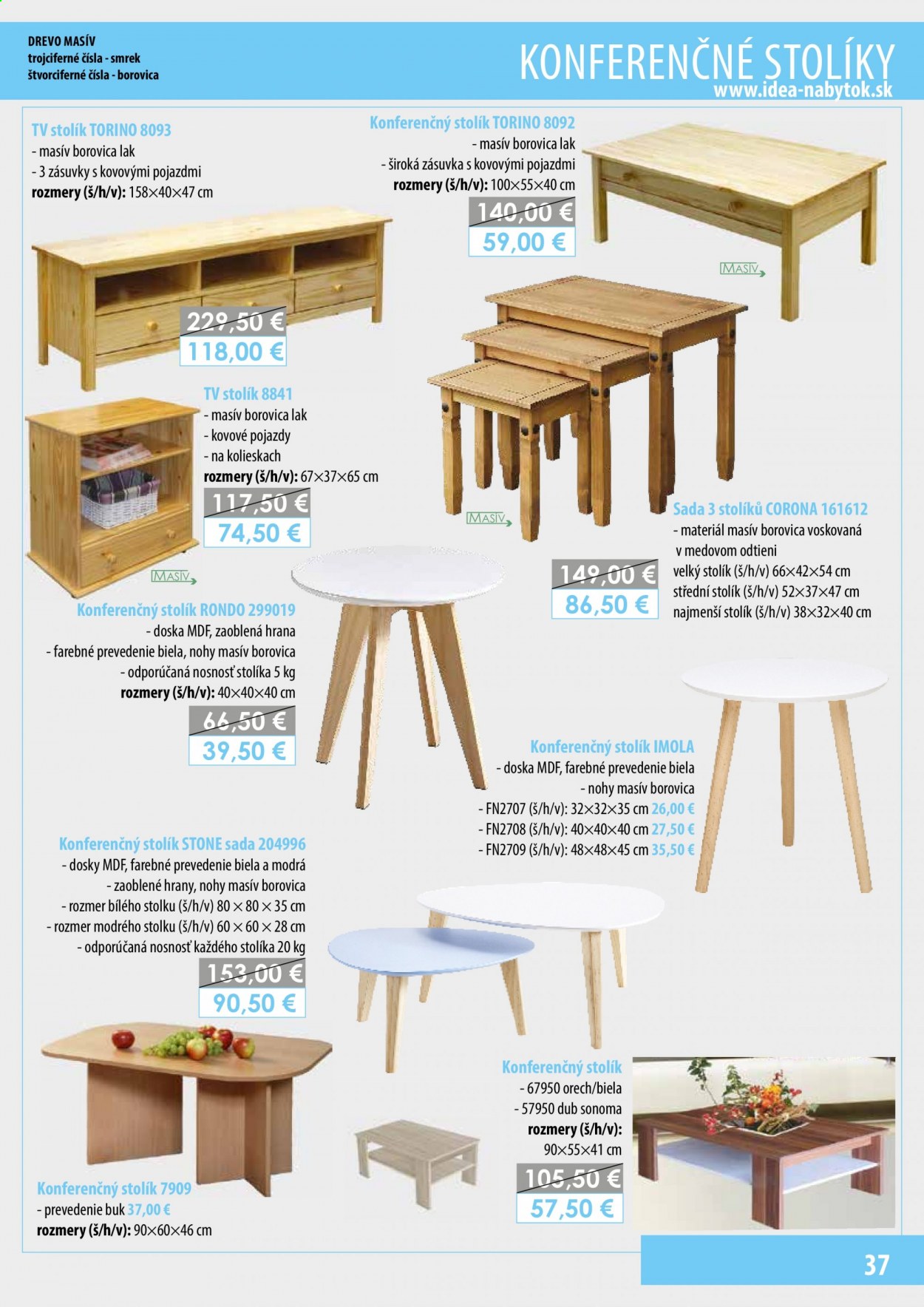 thumbnail - Leták IDEA nábytok - Produkty v akcii - konferenčný stolík, tv stolík, stolík. Strana 37.