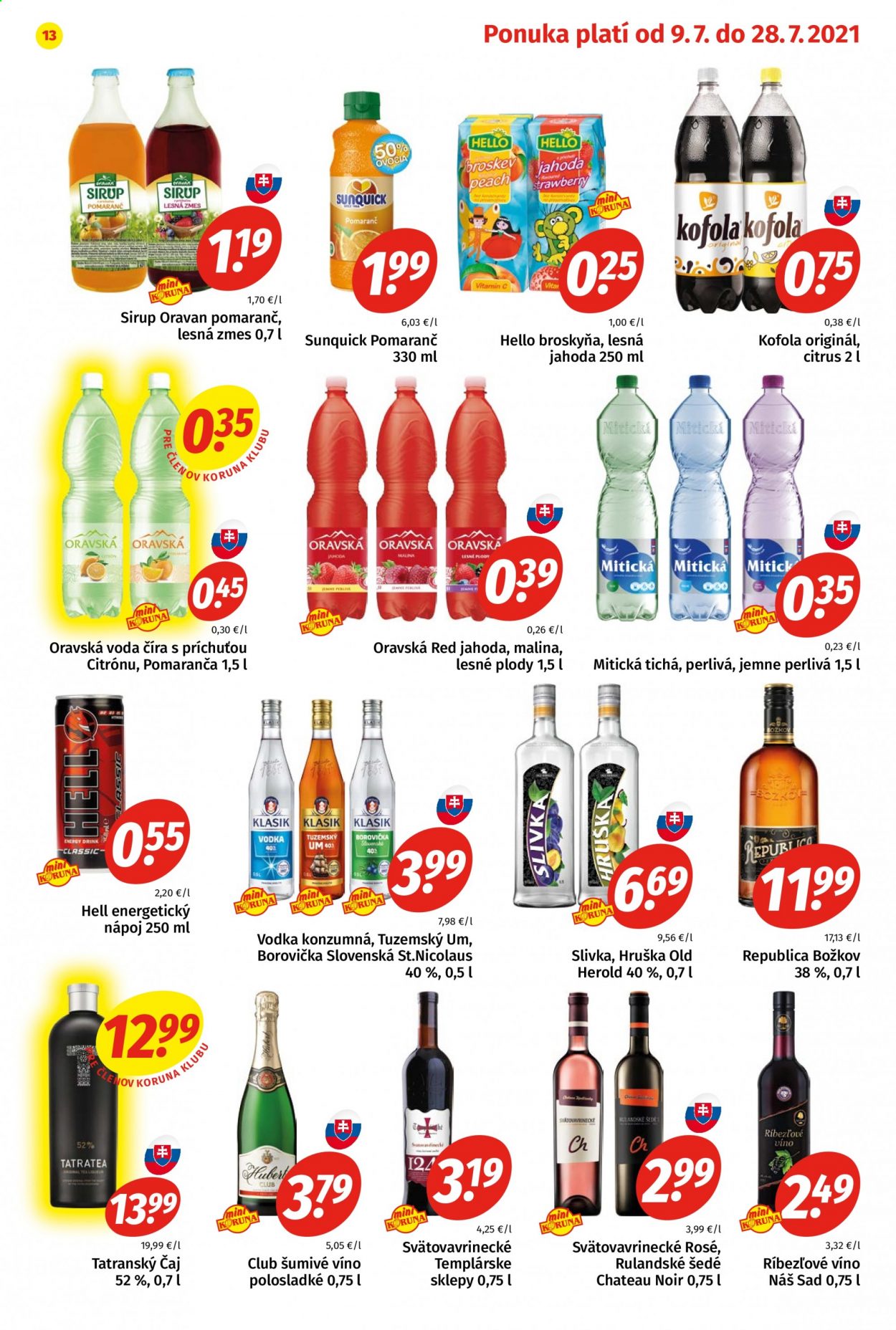 Leták Potraviny KORUNA - 9.7.2021 - 28.7.2021. Strana 13